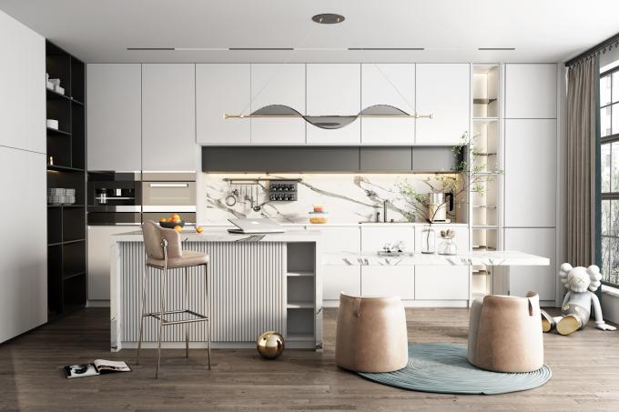 Factory Modular Modern Kitchen Cabinet Design Custom Walnut Kitchen ...