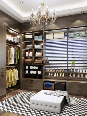 U Shaped Woodgrain Walk In Closet Dresser Walking Wardrobe Appliance Furniture