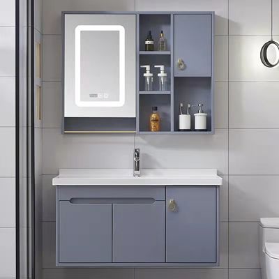Hotel Floating Wall Mounted Solid Oak Wood Bathroom Vanity With Mirror Wash Basin