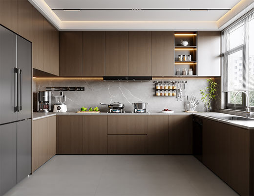 Kitchen Full Furniture Modern Modular Melamine Cabinet With Hidden Drawer