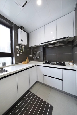 Laminated Melamine Finish Vertical Wood Grain Frameless Kitchen Cabinet For Home