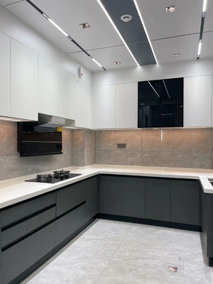 Chinese MDF Modern Flat Panel Melamine Wooden Kitchen Cabinet Furniture