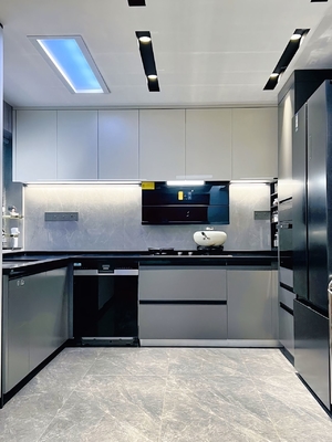 Modern Wood Kitchen Cabinets with Island Customizable Colors