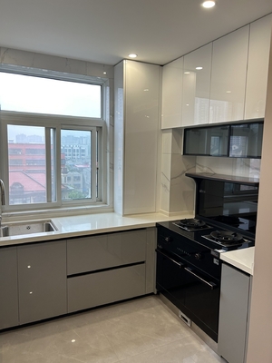 Modern Kitchen Cabinet with Quartz Countertop and Faucet
