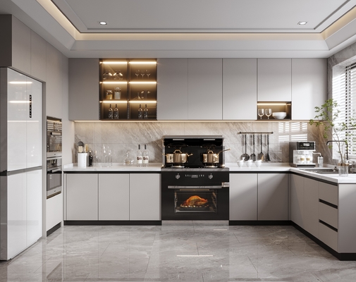 Modular Kitchen Cabinet Sets MDF Plywood for Apartments Hotels