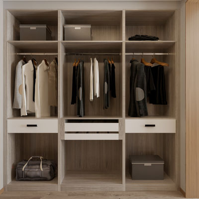 Wooden Lacquer 8x8 Walk In Closet Organizer U Shaped Bedroom Furniture