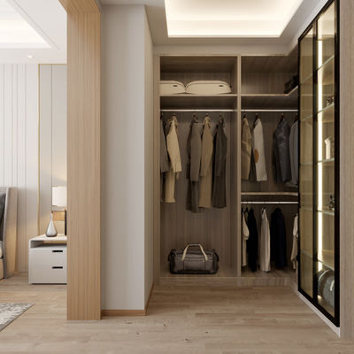 Wooden Lacquer 8x8 Walk In Closet Organizer U Shaped Bedroom Furniture