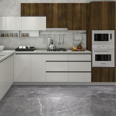 Dark Plywood HDF Wood Pantry Cabinet Floor To Ceiling For Kitchen