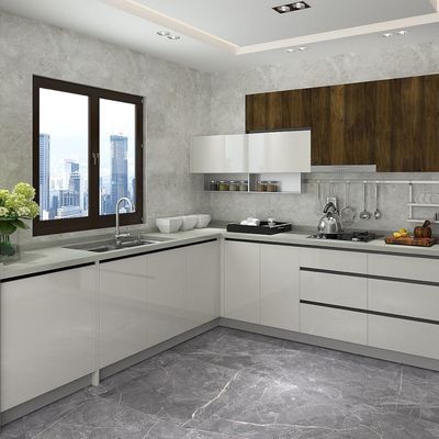 Dark Plywood HDF Wood Pantry Cabinet Floor To Ceiling For Kitchen