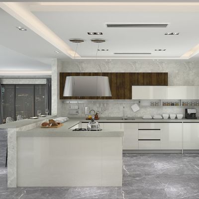 Dark Plywood HDF Wood Pantry Cabinet Floor To Ceiling For Kitchen