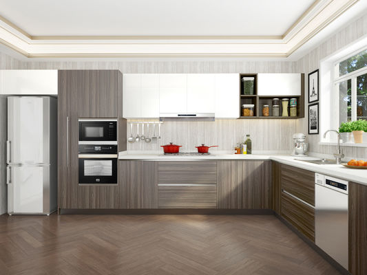 Melamine MDF Ready Made Cupboards Gray Kitchen Cabinets Wall Mounted
