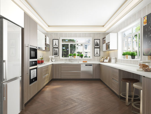 Melamine MDF Ready Made Cupboards Gray Kitchen Cabinets Wall Mounted