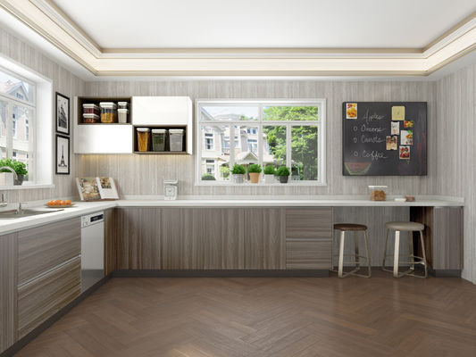 Melamine MDF Ready Made Cupboards Gray Kitchen Cabinets Wall Mounted