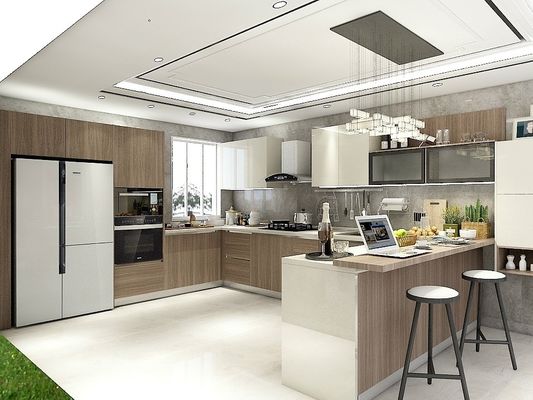 Melamine Lacquer Ready Assembled Modern Kitchen Cabinet Cream