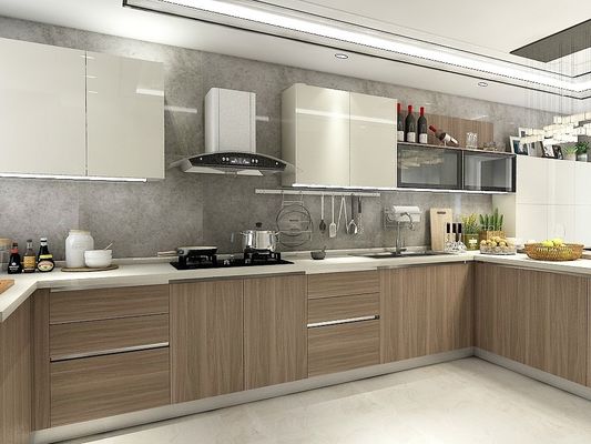 Melamine Lacquer Ready Assembled Modern Kitchen Cabinet Cream