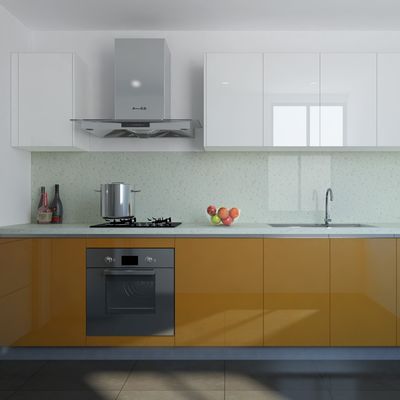 Paticle Board& Wall Mounted Wood Cupboard With Quartz Countertop Kitchen Cabinet