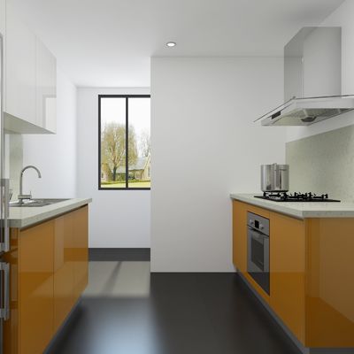 Paticle Board& Wall Mounted Wood Cupboard With Quartz Countertop Kitchen Cabinet