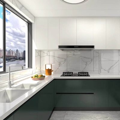 Teak Grey MDF Modern Kitchen Cabinet High Gloss Wall Cupboard