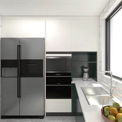 Teak Grey MDF Modern Kitchen Cabinet High Gloss Wall Cupboard
