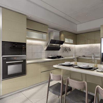 Wood Modular Mdf Slab Modern Kitchen Cabinets 18mm For Kitchen Off White
