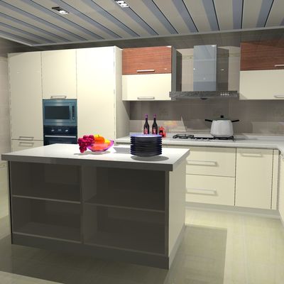 Factory ISO Lacquered Modern Kitchen Cabinet Large Pantry Bar Sink