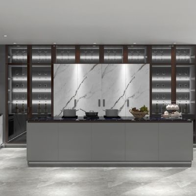 Woodgrain Modern Kitchen Cabinet Unassembled Handleless Furniture