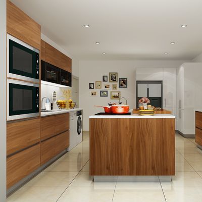 Solid Timber Walnut Factory Kitchen Cabinets Premade for Apartment