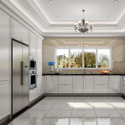 Slate Premade White Color Kitchen Wall Cupboards Cabinets L Shaped