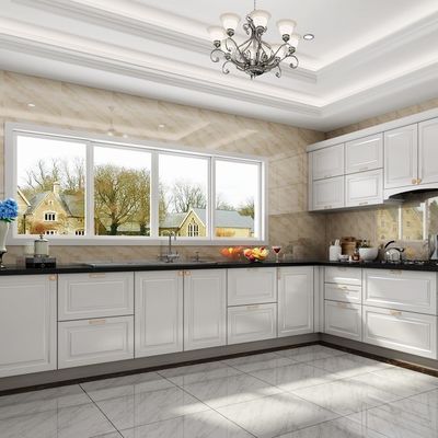 Slate Premade White Color Kitchen Wall Cupboards Cabinets L Shaped