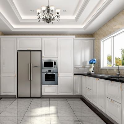 Slate Premade White Color Kitchen Wall Cupboards Cabinets L Shaped
