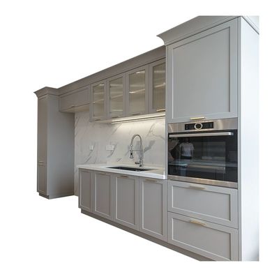 Kitchen MDF Walnut Wood Pantry Cabinet With Sink Faucet Scratch Resistant