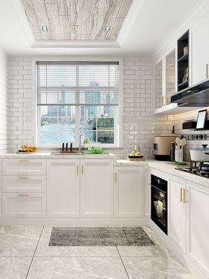 Metal Honey Oak Natural Wood Kitchen Cabinets Ready Made OEM