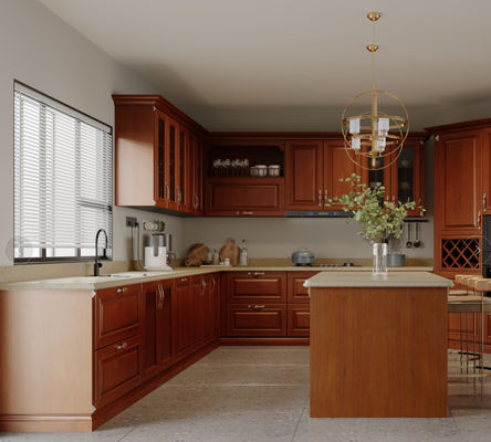 Brown Melamine Modular Kitchen Cabinets Ready Made Cupboards Sets