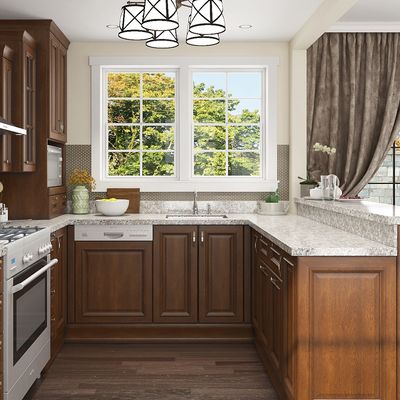 Natural Wood Prefabricated Cabinets Kitchen Sink Cupboard Metal Honey Oak