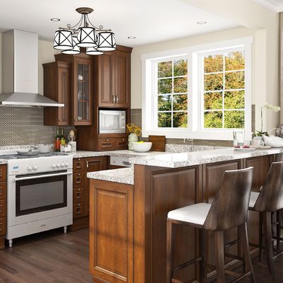 Natural Wood Prefabricated Cabinets Kitchen Sink Cupboard Metal Honey Oak