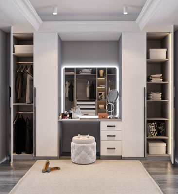 White Solid Wood Small Walk In Wardrobe Room Closet Shaker Style