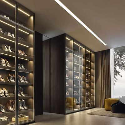 Solid Pine Wooden U Shaped Closet Organizer Custom Walk In Wardrobe
