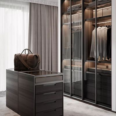 Solid Pine Wooden U Shaped Closet Organizer Custom Walk In Wardrobe
