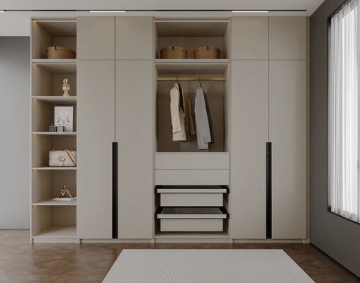 Hotel Walk In Cupboard Custom Closets Particle Board Carcass High Gloss