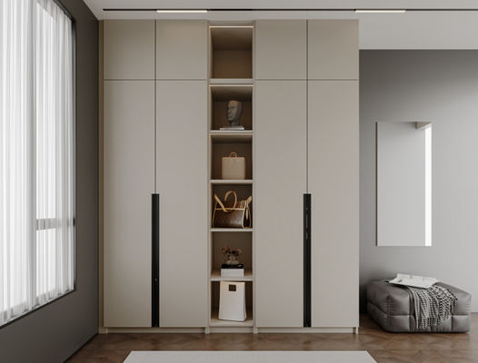Hotel Walk In Cupboard Custom Closets Particle Board Carcass High Gloss