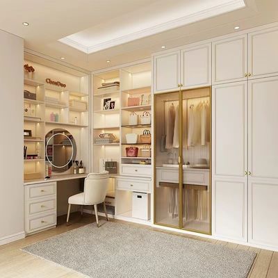 Customized Walk In Wardrobe Units Small Closet Melamine Wood