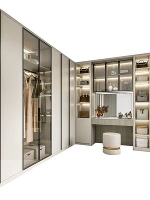MDF Wooden 6x6 Walk In Closet Wardrobe Units Double Door