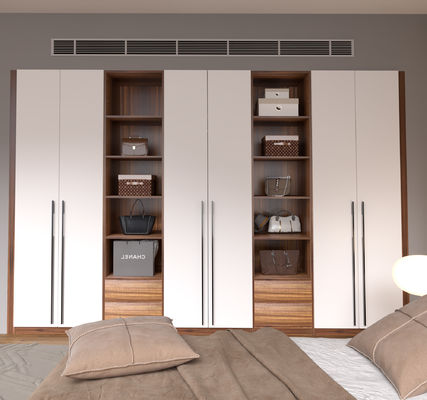 Eco Friendly Swing Door Wardrobe White Cabinet 2 Door For Hanging Clothes