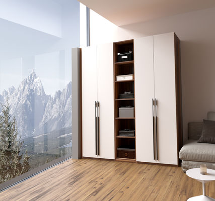 Eco Friendly Swing Door Wardrobe White Cabinet 2 Door For Hanging Clothes