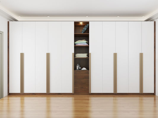Bedroom Walnut Glass Swing Door Wardrobe Modular Assembled