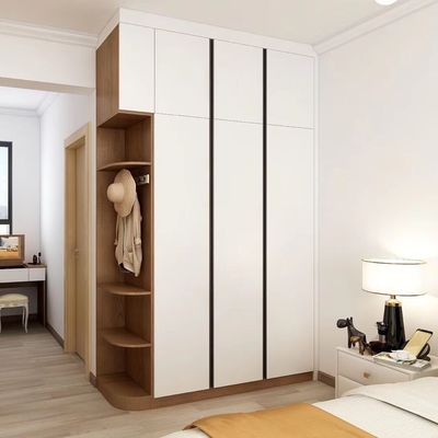 MDF Particle Board Solid Wood White Wardrobe 75cm Wide With Leminate Lacquer