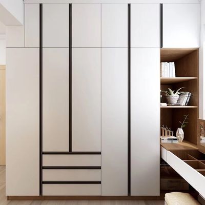 MDF Particle Board Solid Wood White Wardrobe 75cm Wide With Leminate Lacquer