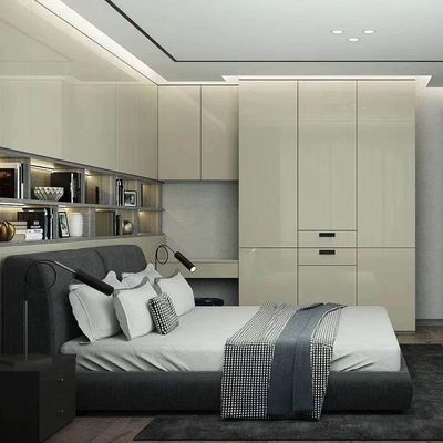 Solid Wood Auto Swing Door Wardrobe White Anti Fouling Shaker Design