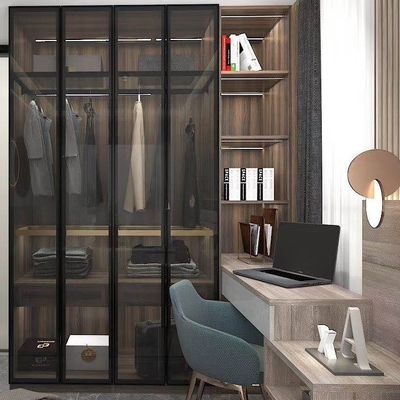Modern Hinged Open Door Fitted Wardrobe Interiors MDF 7ft Custom