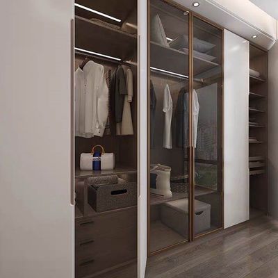 High End Wood Swing Shutter Wardrobe Internal Storage Matte White Custom